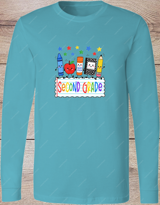 Second Grade Bright Supplies - Long Sleeve