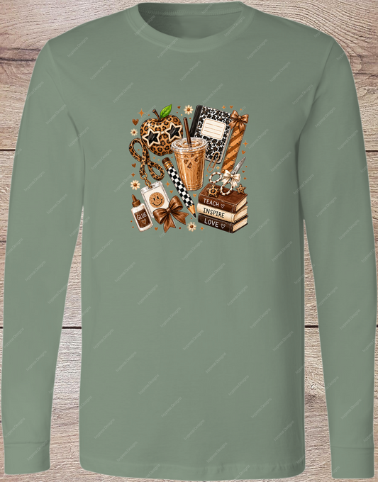 Cheetah Trendy Teach, Love, Inspire - Long Sleeve