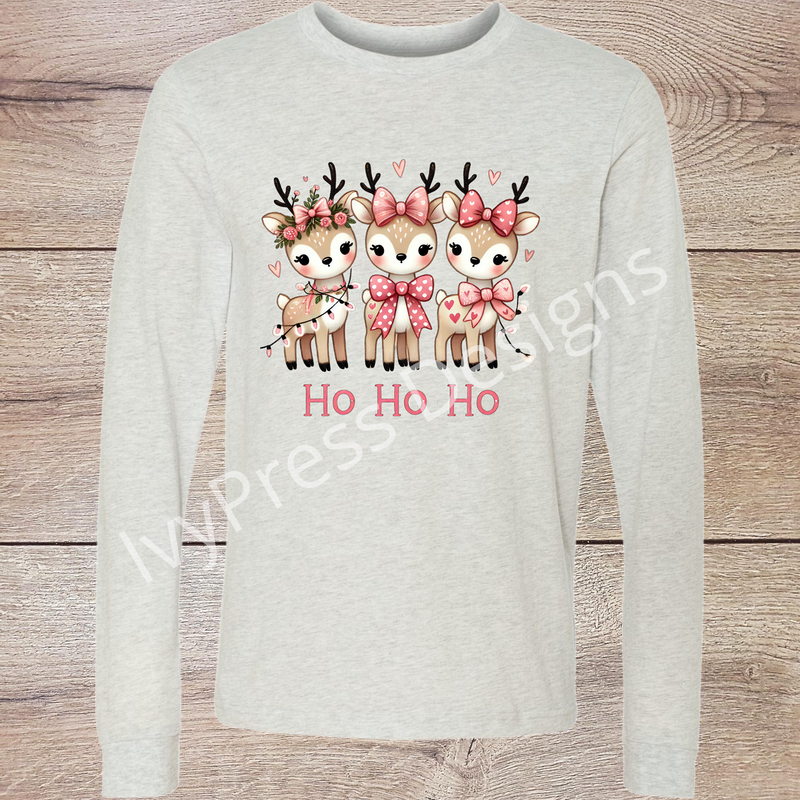 Cute Pink Reindeer Ho Ho Ho