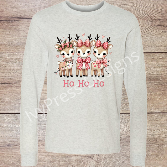 Cute Pink Reindeer Ho Ho Ho