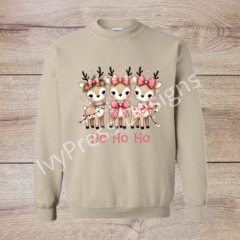 Cute Pink Reindeer Ho Ho Ho