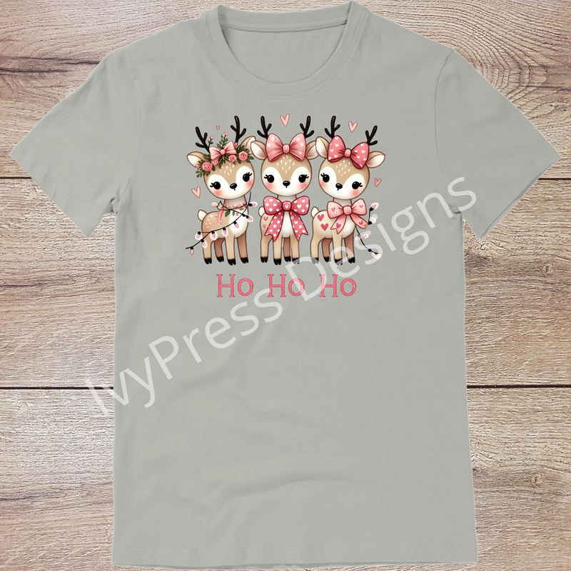 Cute Pink Reindeer Ho Ho Ho