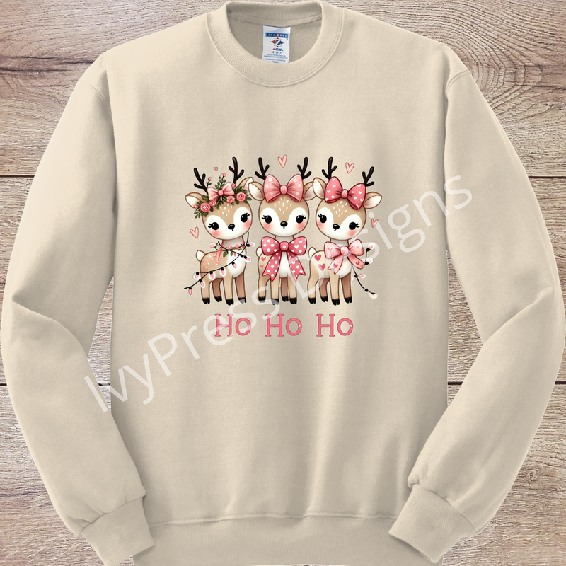 Cute Pink Reindeer Ho Ho Ho