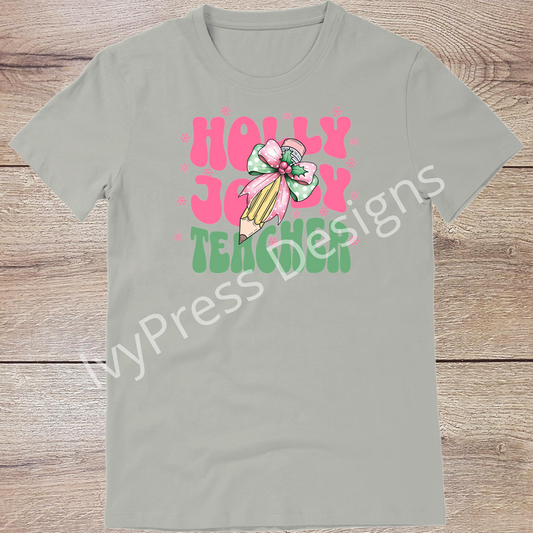 Holly Jolly Teacher Bow