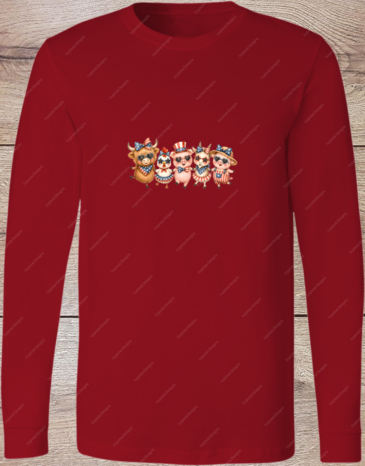 Cute 4th of July Animals - Long Sleeve