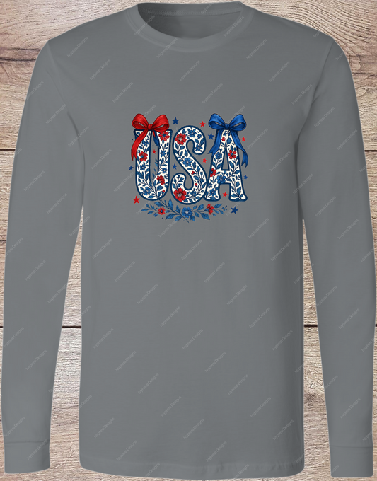 Floral USA with bows - Long Sleeve
