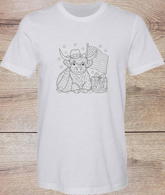 Patriotic Highland Coloring  - Short Sleeve Front
