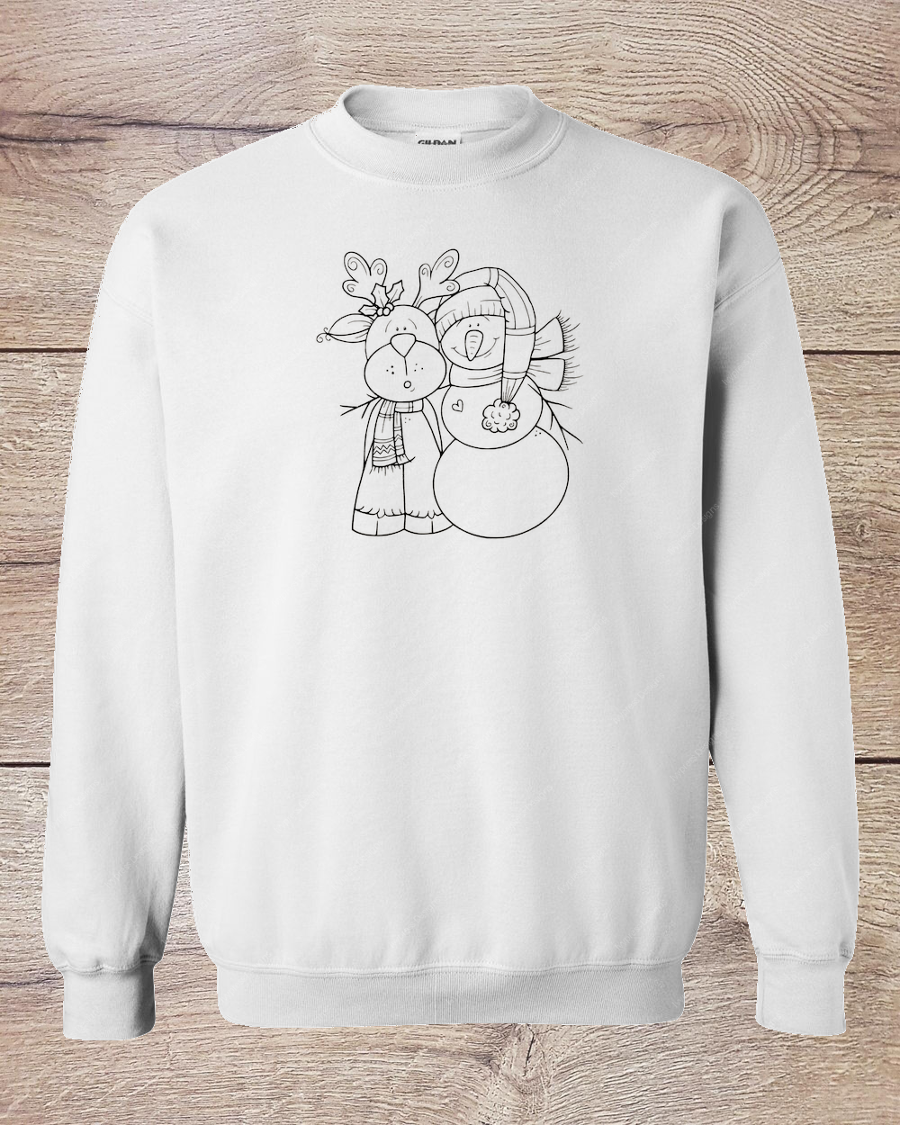 Reindeer and Snowman Short Sleeve Coloring Shirt - Sweatshirt