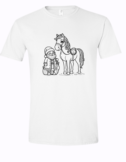 Santa and Horse Short Sleeve Coloring Kit