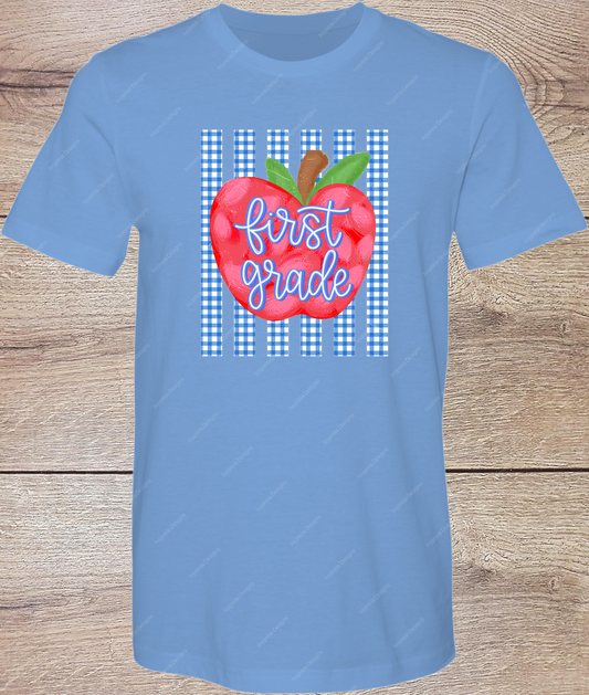 First Grade Gingham Apple - Short Sleeve Front