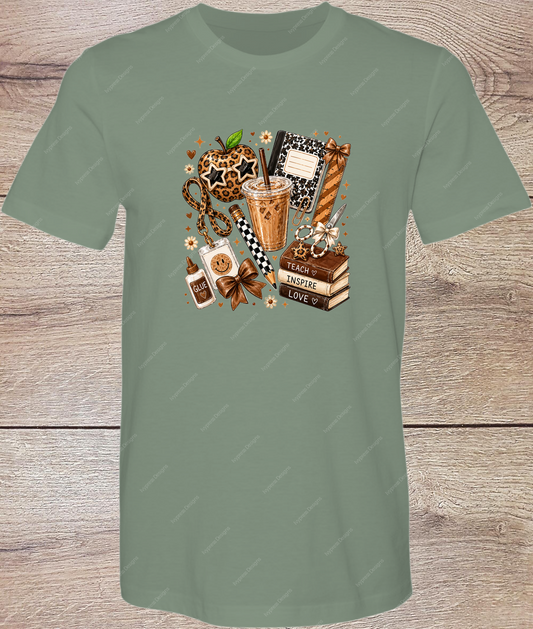 Cheetah Trendy Teach, Love, Inspire - Short Sleeve