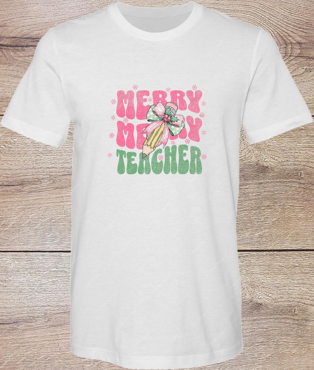 Merry Merry Teacher Pink - Short Sleeve