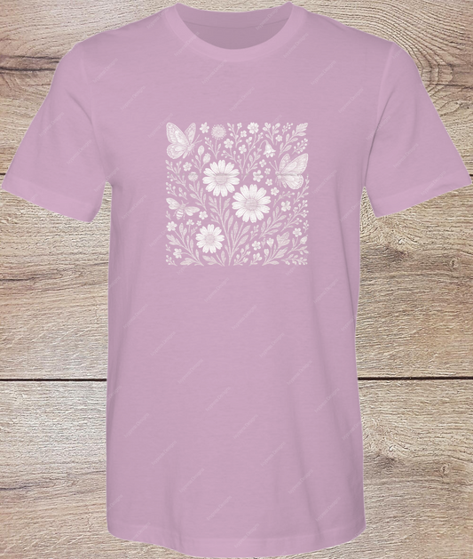 Boho Floral Spring White - Short Sleeve