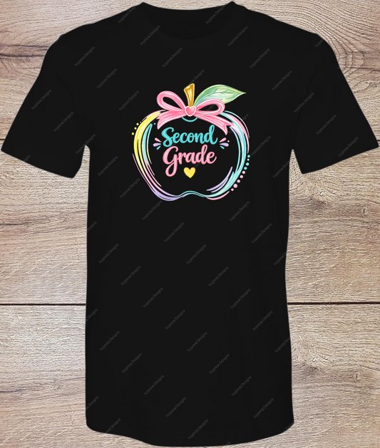Pastel Second Grade Apple - Short Sleeve Front