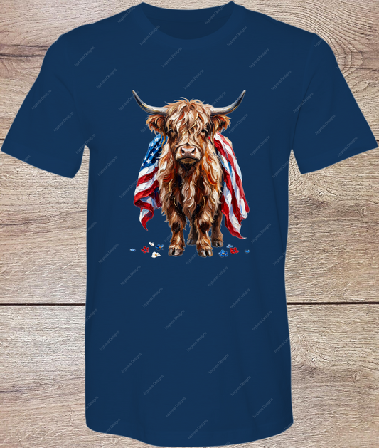 Highland and American Flag - Short Sleeve Front
