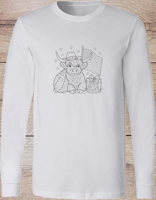 Patriotic Highland Coloring  - Long Sleeve Front