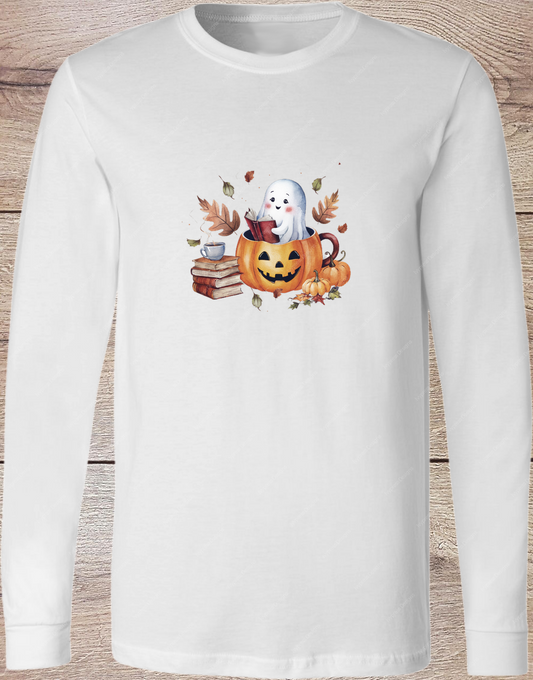 Cute Reading Ghost - Long Sleeve