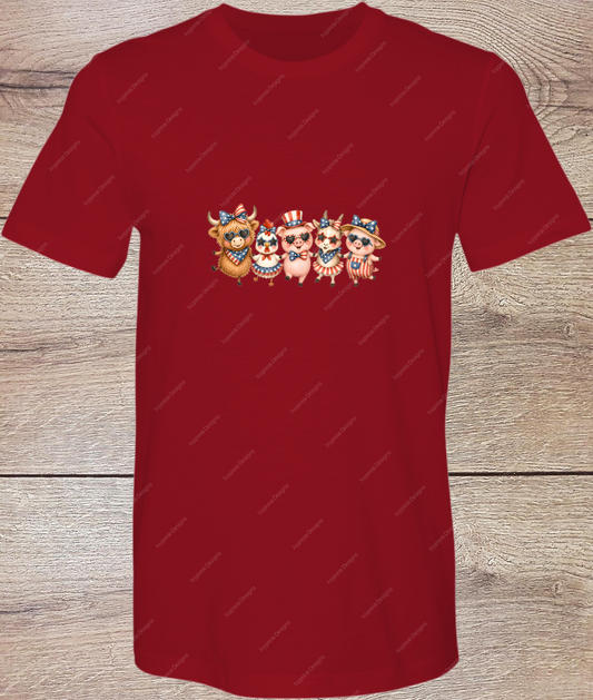 Cute 4th of July Animals - Short Sleeve
