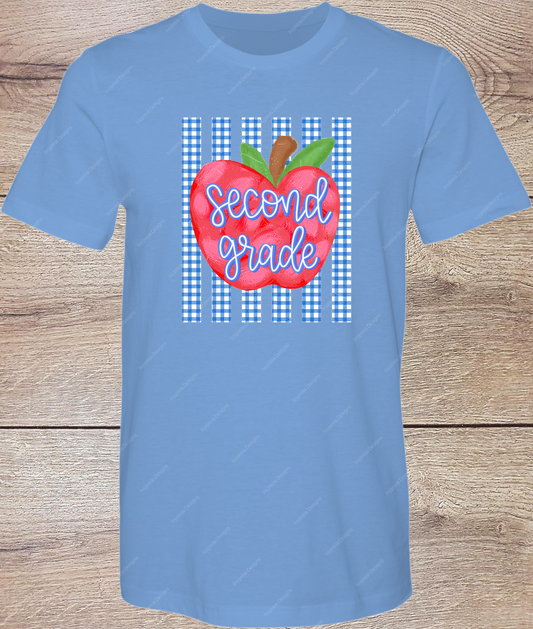 Second Grade Gingham Apple - Short Sleeve Front