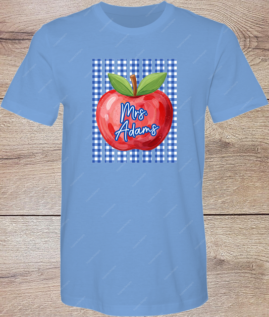 Personalized Gingham Apple - Short Sleeve Front