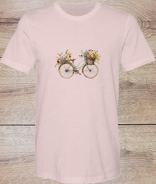 Sweet flowers with Bike - Short Sleeve