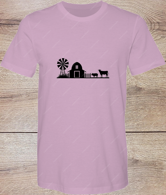 Cows and Farm Silhouette - Short Sleeve