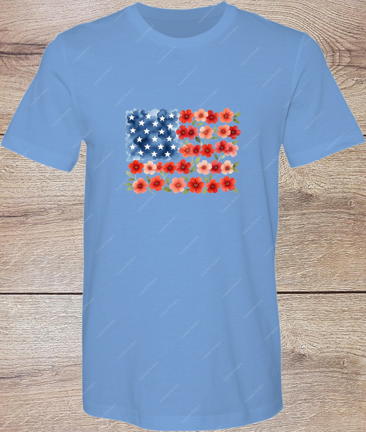 Floral American Flag  - Short Sleeve