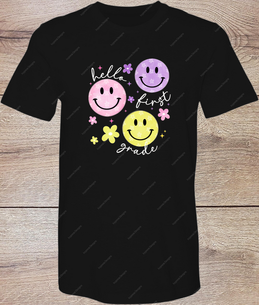 Smiley Hello 1st Grade - Short Sleeve Front