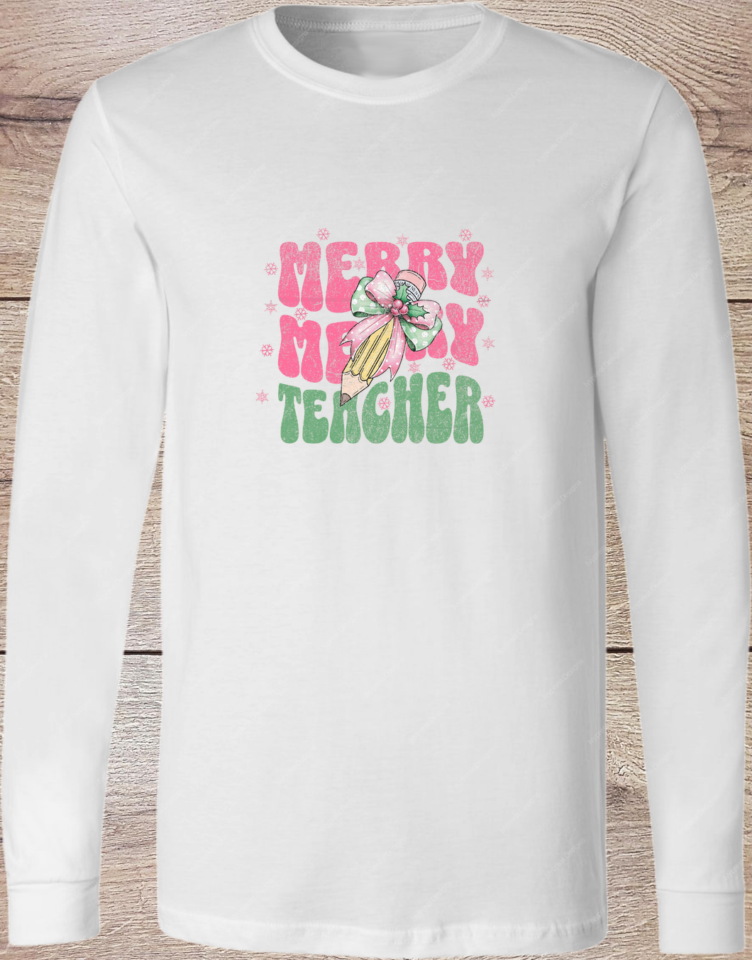 Merry Merry Teacher Pink - Long Sleeve