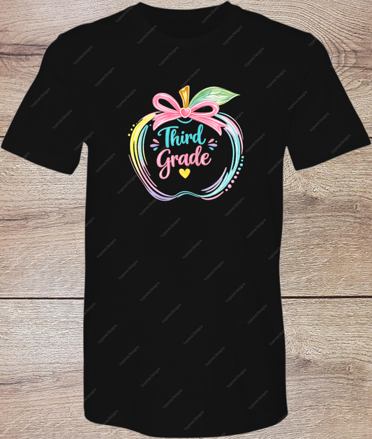 Pastel Third Grade Apple - Short Sleeve Front
