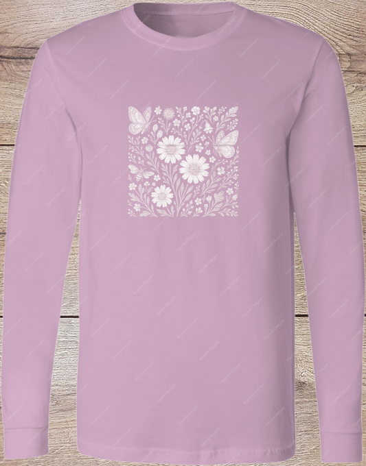 Boho Floral Spring White - Long Sleeve