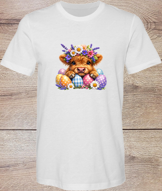 Bright Easter Highland Cow - Short Sleeve