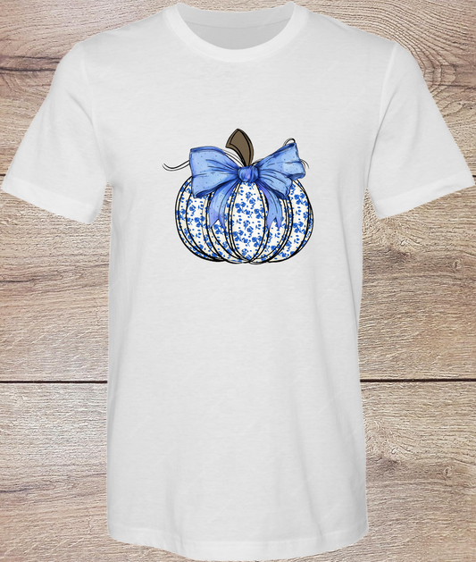 Pretty Blue Floral Pumpkin - Short Sleeve
