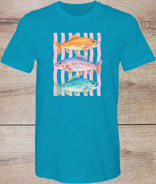 Pastel Stripe Fish - Short Sleeve