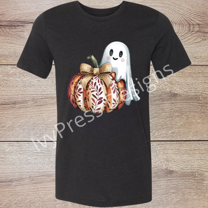 Cute Ghost and Fall Pumpkin