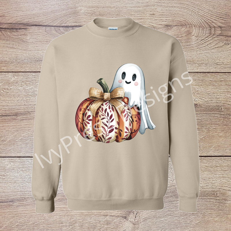 Cute Ghost and Fall Pumpkin