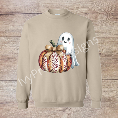 Cute Ghost and Fall Pumpkin