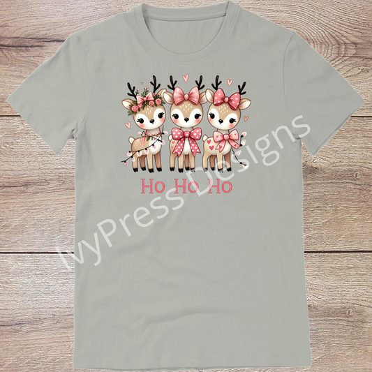 Cute Pink Reindeer Ho Ho Ho