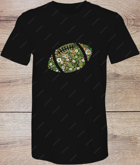 Green Floral Football - Short Sleeve