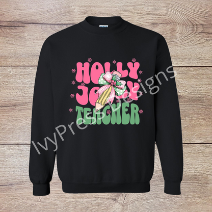 Holly Jolly Teacher Bow