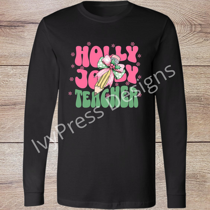 Holly Jolly Teacher Bow