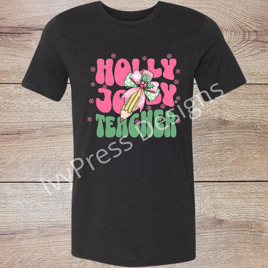 Holly Jolly Teacher Bow