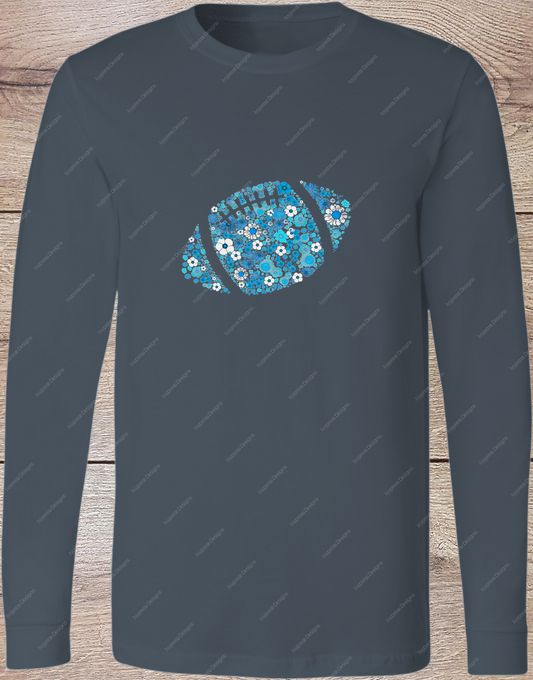 Light Blue Floral Football - Long Sleeve