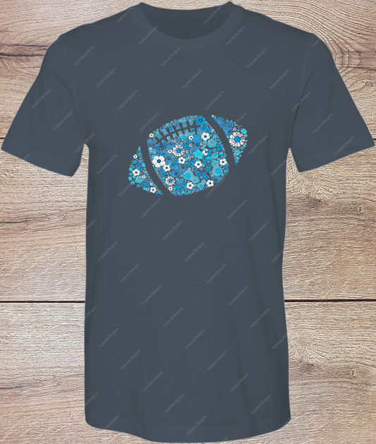 Light Blue Floral Football - Short Sleeve