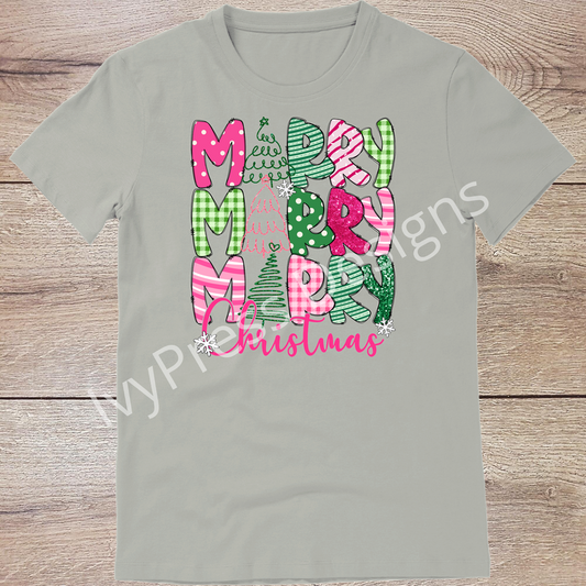 Merry Merry Merry Christmas Hot Pink