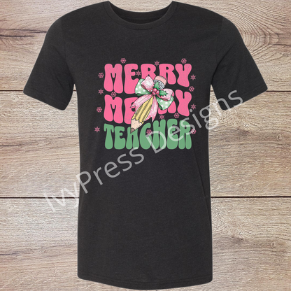 Merry Merry Teacher Pink