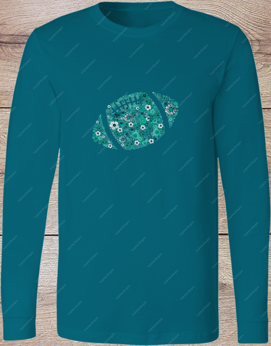 Teal Floral Football - Long Sleeve