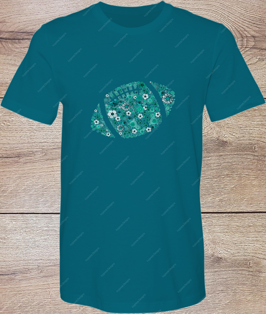 Teal Floral Football - Short Sleeve