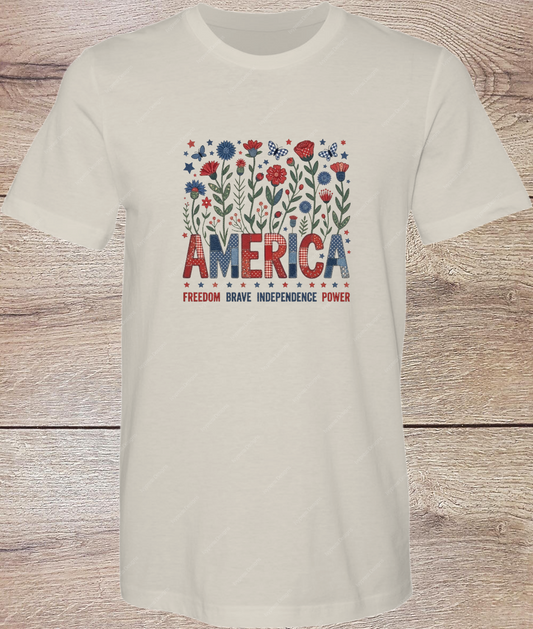 Floral America Design - Short Sleeve