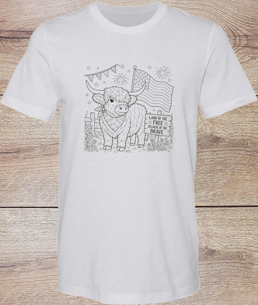 Highland Patriotic Coloring Shirt - Short Sleeve Front